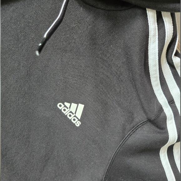ADIDAS Prime Green Cropped Black with White Stripe Hoodie sz XL - Picture 2 of 6